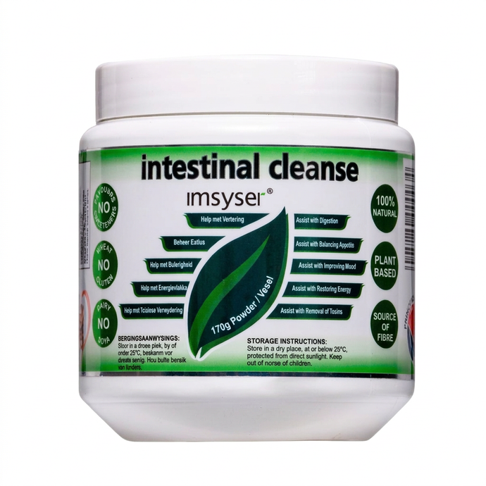 Imsyser Intestinal Cleanse 170 g white tub with a green-and-white label